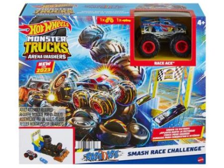 HOT WHEELS MONSTER TRUCKS ARENA SMASHERS  SMASH RACE CHALLENGE PLAYSET - RACE ACE Hot on Sale