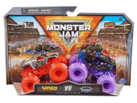 MONSTER JAM - 1:64 DIECAST TRUCKS 2PK - MAX-D VS SAVAGE DIGGER on Sale