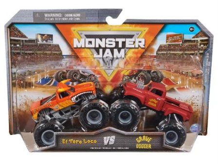 MONSTER JAM - 1:64 DIECAST TRUCKS 2PK - EL TORO LOCO VS GRAVE DIGGER Hot on Sale