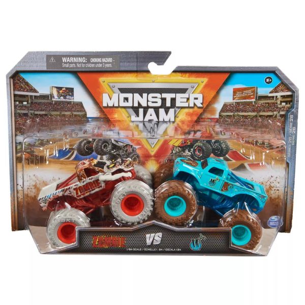 MONSTER JAM - 1:64 DIECAST TRUCKS 2PK - ZOMBIE VS WHIPLASH on Sale