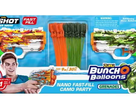 XSHOT WATER WARS - NANO FAST FILL CAMO PARTY VERSUS PACK Cheap