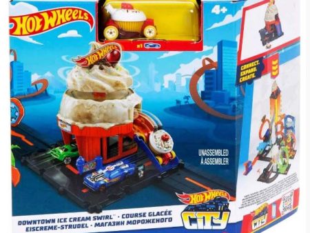 HOT WHEELS DOWNTOWN ICE CREAM SWIRL PLAYSET For Sale