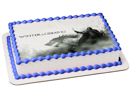 Game of Thrones Jon Snow Winter Is Coming Black and White Edible Cake Topper Image ABPID49784 Fashion