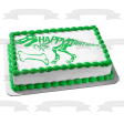 Green Dinosaur Skeleton Happy Birthday Green Bone Edible Cake Topper Image ABPID50290 Online