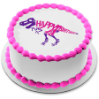 Pink and Purple Dinosaur Skeleton Happy Birthday Edible Cake Topper Image ABPID50283 Fashion