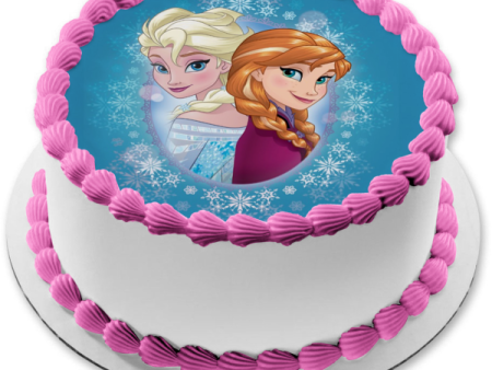 Disney Frozen Anna Elsa Snowflakes Edible Cake Topper Image ABPID49657 Online Hot Sale