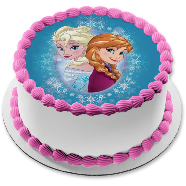 Disney Frozen Anna Elsa Snowflakes Edible Cake Topper Image ABPID49657 Online Hot Sale