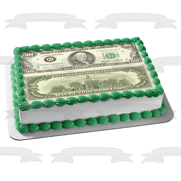 Us Money $100 Bills Front and Back Edible Cake Topper Image ABPID49773 Sale