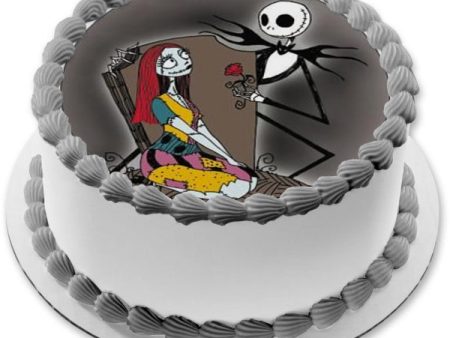 Nightmare Before Christmas Jack Skellington Sally Red Rose Edible Cake Topper Image ABPID24415 Online Hot Sale