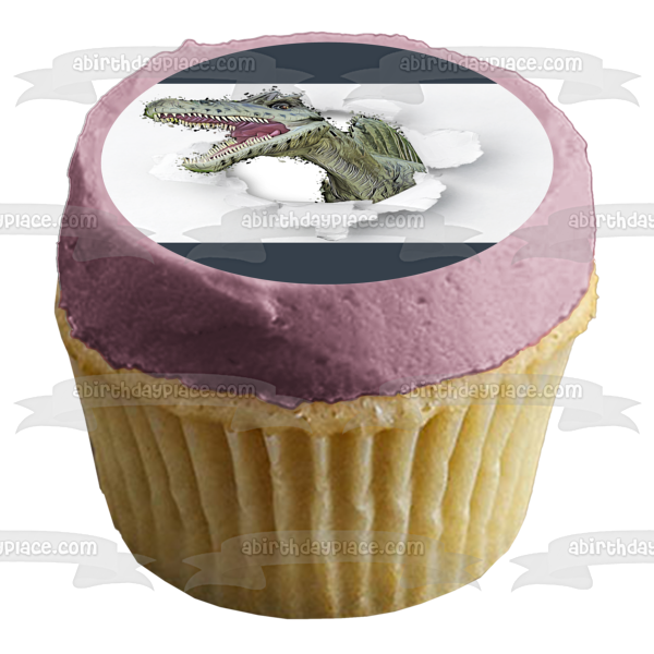 Cartoon Dinosaur Ripping Through White Wall Edible Cake Topper Image ABPID50270 Supply