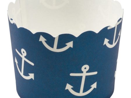 Nautical Print Scalloped Baking Cups Cheap