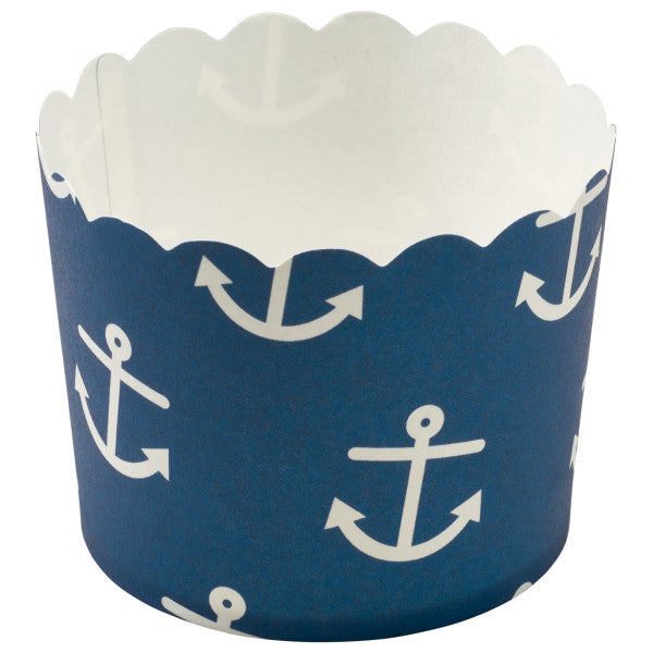 Nautical Print Scalloped Baking Cups Cheap