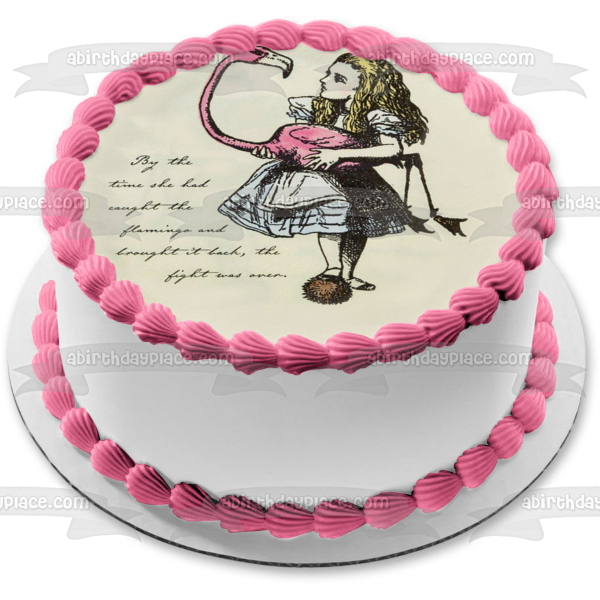 Truly Alice and Flaimngo Tea Party Birthday Edible Cake Topper Image ABPID50242 Sale