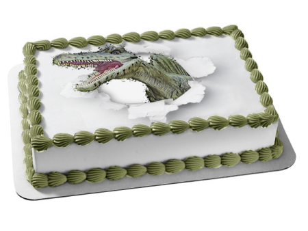 Cartoon Dinosaur Ripping Through White Wall Edible Cake Topper Image ABPID50270 Supply