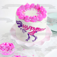 Pink and Purple Dinosaur Skeleton Happy Birthday Edible Cake Topper Image ABPID50283 Fashion