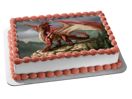 Dungeons and Dragons Red Dragon Edible Cake Topper Image ABPID49788 on Sale