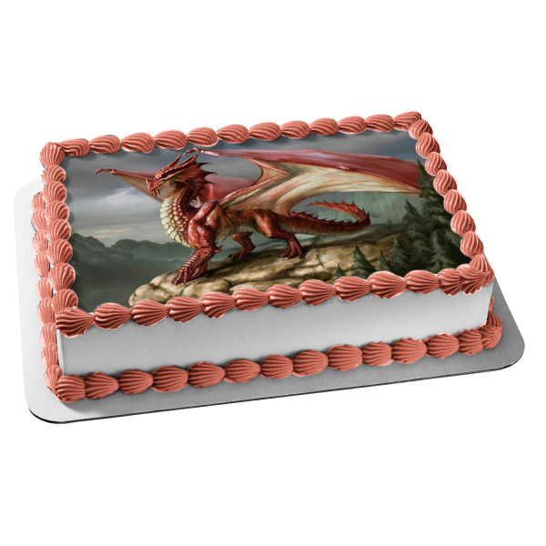 Dungeons and Dragons Red Dragon Edible Cake Topper Image ABPID49788 on Sale