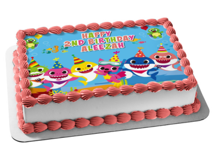 Baby Shark Mommy Shark Daddy Shark Grandpa Shark Grandma Shark Pinkfong Happy Birthday Edible Cake Topper Image ABPID49701 Online now