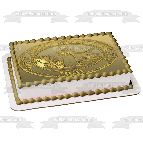 University of Alabama 1831 Gold Emblem Edible Cake Topper Image ABPID49787 Sale