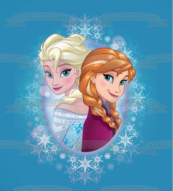 Disney Frozen Anna Elsa Snowflakes Edible Cake Topper Image ABPID49657 Online Hot Sale