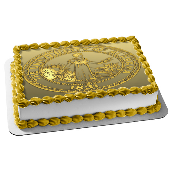 University of Alabama 1831 Gold Emblem Edible Cake Topper Image ABPID49787 Sale