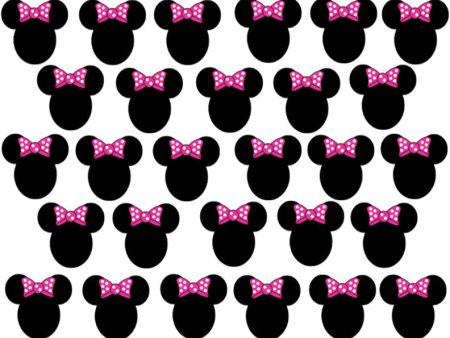 Disney Minnie Mouse Silhouettes Pink Hairbows Edible Cupcake Topper Images ABPID24373 Online