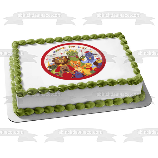 Baby Einstein Party Bard the Dragon Neptune the Turtle Happy Birthday Godzilla the Dog Issac the Lion Edible Cake Topper Image ABPID24326 Hot on Sale