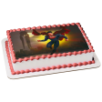 DC Comics Superman Flying Buildings Moonlight Edible Cake Topper Image ABPID49723 For Sale