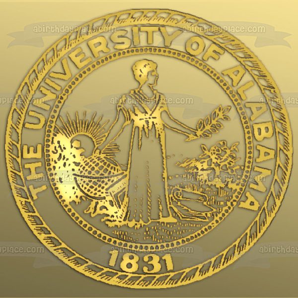 University of Alabama 1831 Gold Emblem Edible Cake Topper Image ABPID49787 Sale