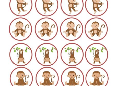 Cartoon Monkeys In Various Positions Edible Cupcake Topper Images ABPID49799 Hot on Sale