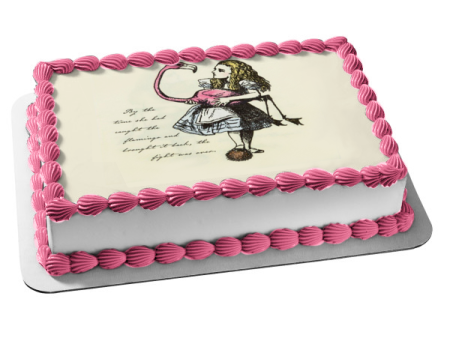 Truly Alice and Flaimngo Tea Party Birthday Edible Cake Topper Image ABPID50242 Sale